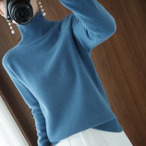 Maglione a collo alto in cashmere, maglioni invernali da donna, lavorato a maglia, pullover largo spesso a maniche lunghe da donna