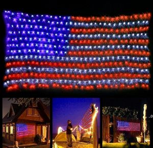 Flag US Netto Światła Boże Narodzenie Dekoracje 2 * 1M 390 Diody LED Certyfikat UL dla Party Narodowy Dzień Niepodległości 4 lipca Decor 4966x