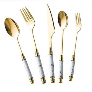 Ceramic Tableware Dinner Forks Spoon Knife Set Vintage Cutlery 304 Stainless Steel Dinnerware