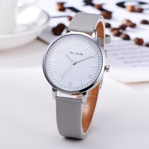 Lady Watches analog kol saati yuvarlak minimalist kuvars beyaz hediye deri kayış