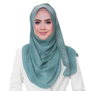 Wholesale color wraps resale online - Scarves Arrival Women Soft Cotton Scarf Pearls Muslim Hijab Wraps Headband Long Color For