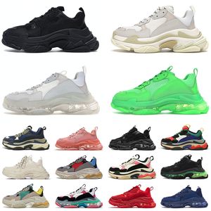 Fashion Triple S Women's Men's Casual Shoes Luxurys Designers Clear Sole Paris 17FW Triple-S All Black White Vintage Pink Red Old Dad Platform Sneakers Flat Trainers