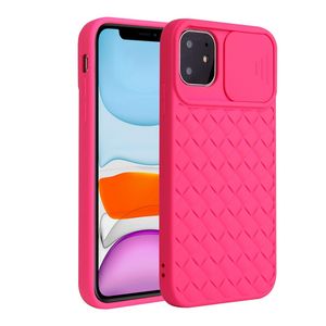 Casos de telefone de proteção de câmera de lente de padrão tecido para iPhone 12 mini 11 pro x xr xs max 7 8 plus tpu janela de slide capa macia