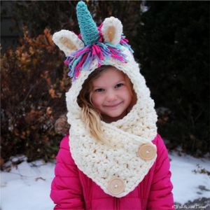 Crochet Animal Hats For Kids großhandel-Haarschmuck Kinder Bunte Schal Hut Herbst Winter Kinder Häkeln Hand Haken Wolle Tier Baby Hüte Kind Gestrickt Eine Mütze Für YEAR