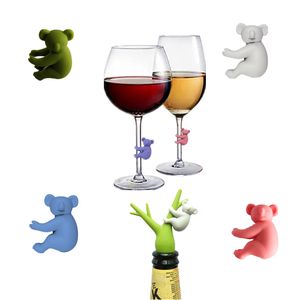 Koala Cup Bar Verktyg Erkännare Vin Glas Koppar Silikon Identifier Taggar Party Vines Glasögon Dedikerad Tag 6pcs / Set 748 B3