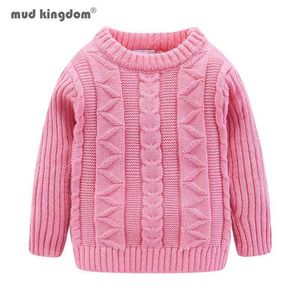 Mudkingdom Girls Boys Sweter Sweter Solidna Jesień Zimowa Bawełna Dzianiny Dla Dzieci Topy Długie Rękaw Dziecko S 211201