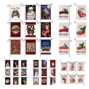 47 * 32 cm Christmas Garden Flag Courtyard Banner Flagi Santa Claus Linen 42style Dwustronne dekoracje świąteczne drogą morską T2I52845