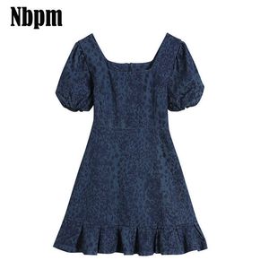 Summer Women Dresses High Waist Casual Women's Clothing Sexy Back Zipper Chic Fashion Puff Sleeves Dress Vintage Sundress 210529