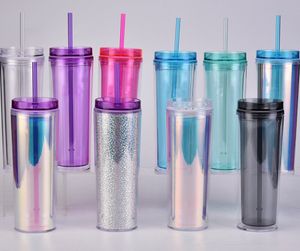 The latest 18OZ double-layer plastic straw coffee mug, transparent AS acrylic style water cup, support custom logo