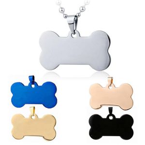 Forma óssea Tag de cão personalizado Pet Metal Blanks de aço inoxidável de aço inoxidável cartão de identificação militar de dupla Pets gravados tags em branco sn2537