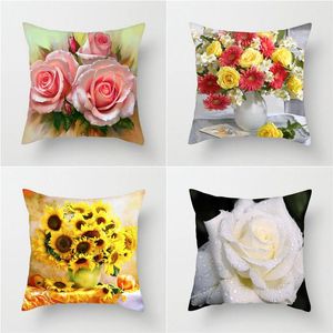 Pillowcase 3D Rose Printed Pillow Case Sunflower Cover Throw Living Bed Room Flower Peony Decoration Sofa Cushion Cushion/Decorative