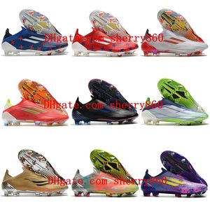 Wholesale messi soccer boots resale online - 2021 Newest Mens X SPEEDFLOW FG Soccer Shoes High Quality Black White Red Messi Cleats Outdoor Football Boots
