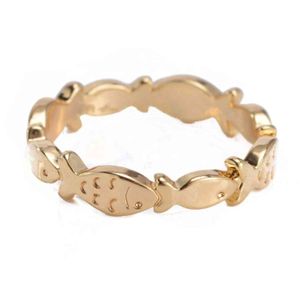 2021 bronze vintage 18k banhado a ouro popular moda bronze simples forma de peixe anel