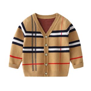 Maglione cardigan per bambina bambino bambino bambino autunno inverno maglia abbigliamento manica lunga scozzese moda maglieria carino streetwear 2-7T