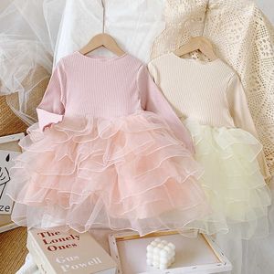 Çocuk Elbise Sonbahar Patchwork Prenses Moda Kız Tutu Parti Toddler Çocuk Giysileri 210615