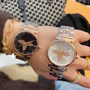 Модные брендовые часы для женщин и девочек в стиле кристаллов, кварцевые наручные часы со стальным ремешком L42