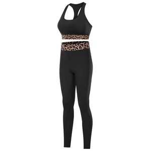 Ny Leopard Letter Print Fitnclothes Kvinnors Shocksäker Snabbtorkande Sport Bra Hög Midja Tight Leggings Women Yoga Set X0629