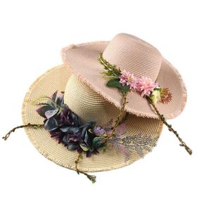 Summer Ladies Big Brim the Fringed Late Side Floral Visor Hat Vacation Travel Seasidee Beach Sunscreen Sunsides Traspirable Straw Straw Cap Wommem Wide Cappelli