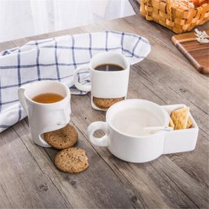 Mugs Coffee Cup Creative Mug With Biscuit Cookie Dessert Pocket Funny Ceramic Tea Drinkware