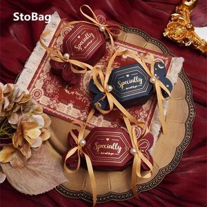 StoBag 5pcs/Lot Specially Romantic Wedding Party Candy Packaging Box Creative Gifts For Guests Birthday Favor With Ribbon 210602