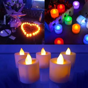 LED poms ljusa vita teflys batteridriven LED Crystal Flicker Flameless Bröllopsfödelsedagsfest Juldekoration 3.5cm * 4cm