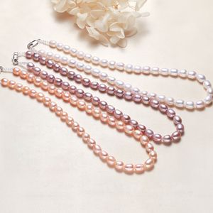 Collana di perle d'acqua dolce da donna 3 colori perle collane di perline corte per accessori di gioielli di moda per feste regalo