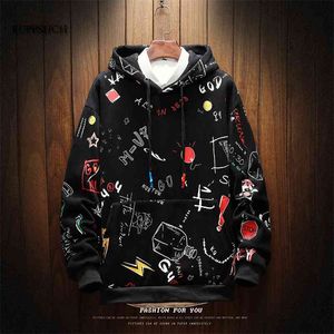 Ruppshch män hoodie män kvinnor våren pullover japansk gata harajuku kläder överdimensionerade tryckta anime tröja män 210728