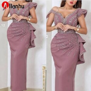 2022 Ny V Hals Straight Evening Dresses Long Caftan Party Crystals Beading Evening Gowns Vestidos Formals Dubai Dress CN18 W59