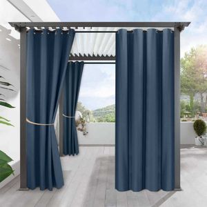 2 Panel Pergola Outdoor Drapes Blackout Patio Outdoor Curtain Waterproof Outside Decor with Rustproof Grommet for Pergola/Porch 210712
