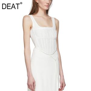 Women White Asymmetric Sexy Short Tank Tops Breast Wrap Sleeveless Personality Fashion Tide Spring Summer GX424 210421