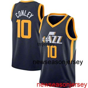 Ucuz Özel Mike Conley #10 Erkekler Donanma Swingman Jersey Dikişli Erkek Kadınlar Gençlik XS-6XL Basketbol Formaları