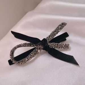 Velluto nero Cristallo Bowknot Fermagli per capelli Barrettes Temperamento Clip Cristallo INS Personalità Capelli di fascia alta Gioielli Accessori per copricapo