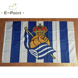 Espanha Real Sociedad FC Flag Futebol 3 * 5FT (90cm * 150cm) Poliéster Banner Decoração Flying Home Garden Festive presentes