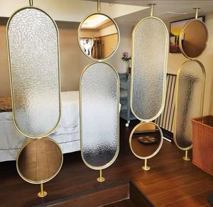 Floor mirror glass Screens Room Dividers partition wall rotatable porch screen partitions modern simple household shelter steel