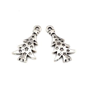 150pcs Antique Silver Alloy Christmas Tree Ornaments Charm Pendants For Jewelry Making Bracelet Necklace DIY Accessories 14X26mm A-640