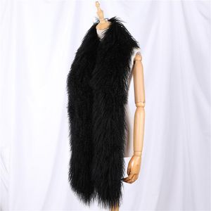 Scarves Unisex Mongolian Wool Curly Hair Scarf Winter Warm Long Boa Wraps Neck Warmer Real Fur Scarfs