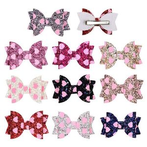 Baby Girls Love Heart Glitter Hairpins Kids Sequin Love Bowknot Зажим для волос Клипки для волос Принцесса Barlettes Головные уборные Волосы Принадлежности для волос