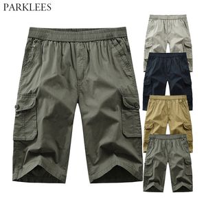 Solid Color Men Cargo Short Simple Casual Tether Summer Men Short Pants Loose Straight Work Outdoor Mens Shorts Homme 210524