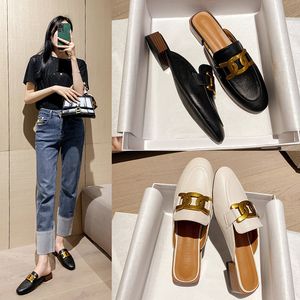 2021 European Women Shoes Primavera lisas mocassins senhoras Flats Luxo Slides PU couro mulas mules anti deslizamento 0227