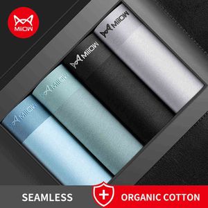 Miiow 4pcs sexiga män underbyxor boxare shorts höft höja ekologisk bomullstrock man underkläder boxer män trosor topp boxershorts h1214