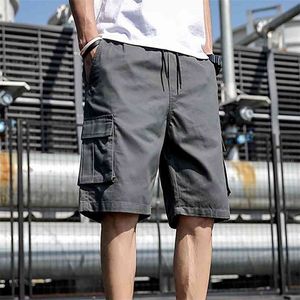 Шорты много карманные летние свободные молния бриджи хаки серый плюс размер короткие брюки повседневная хлопчатобумажная черная длинная мужская грузовые шорты # F3 210713