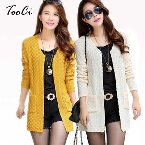 Long Spring Cardigan With Pockets Female Sleeve Knitted s Feminino Tops Plus Size Pink Sueter Mujer 210922