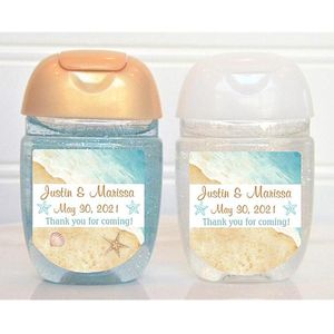 Naklejki ścienne Dostosowany plażowy Destination Wedding Hand Sanitizer Favor Labels - Prysznic Bridal Favors Naklejki, zaangażowany prezent