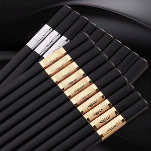 Hashi-Essstäbchen, japanische Lebensmittelqualität, schwarze quadratische Essstäbchen-Sets, Sushi-Geschirr, chinesische Essstäbchen aus Melaminlegierung