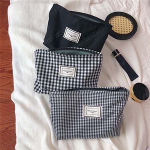 Borsa per cosmetici in reticolo da donna alla moda Borsa per trucco grande nera solida Custodia da viaggio per organizer di stoccaggio