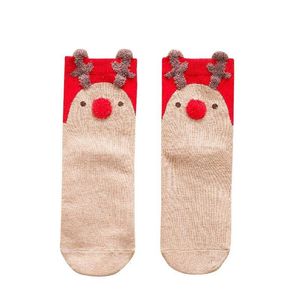 2021 Christmas Socks Women Cartoon Santa Elk Pattern Warm Cotton Middle Tube Colorful Winter Christmas Stocking