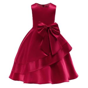 Avrupa ve Amerika Birleşik Devletleri Yeni Kız Elbise Çocuk Giyim çocuk Zarif Prenses Elbise Bebek Büyük Yay Parti Elbise Q0716