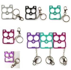 6 Colors Multi Function Self Defense Keychain Mental Cat Car Keychains Bottle Opener Creative Wrench Broken Window Key Chain Fashion Handbag Keyring