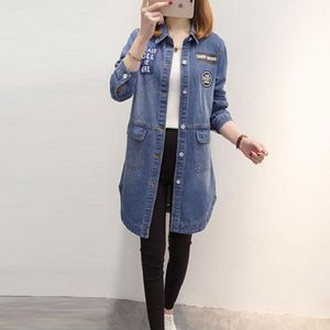 Jackets femininos 5xl plus size casual jeans jeans 2021 letras de moda de outono imprimir jeans soltos fêmeas de manga longa de manga longa