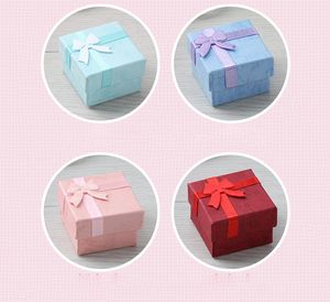 Boxes Packaging Display Jewelry 4 X 4 X 3cm Bow Gift Present Case Pendant Earring Ring Square Jewelry Box jllzuj